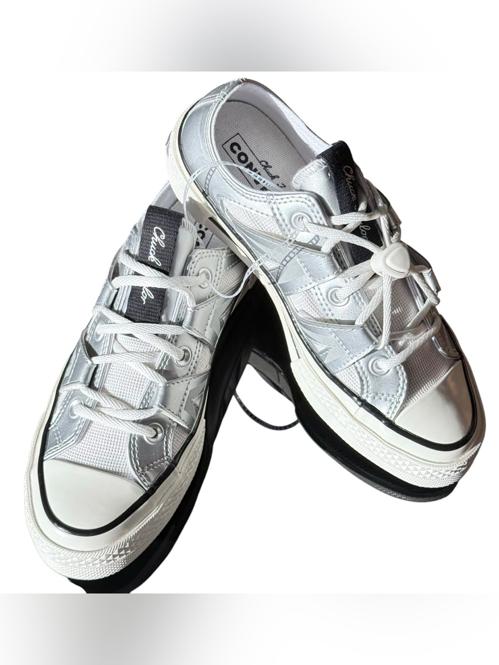 Converse Chuck 70 Low "Metallic Pack" Silver White Sneakers - Style A15188 6.5 - Picture 5 of 16